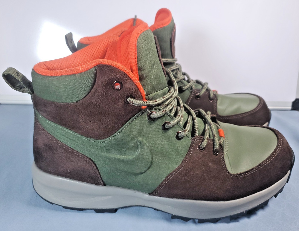 Nike Manoa Army Olive Brown Orange Boots Mens Size 11 Hiking BQ3380-300